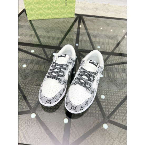 Gucci Jacquard Trainers Front Pair View in white and black Front view of both white and black jacquard pattern Gucci trainers