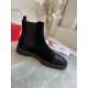 Christian Louboutin Men's Black Studded Suede Chelsea Boots Outer Side Outer side perspective of Christian Louboutin Men's Black Studded Suede Chelsea Boot with elastic side gore
