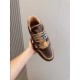 L Trainer Marron Brown Leather Low Top Sneakers top down view