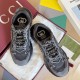 Gucci Ripple Low Top Trainers Black Grey Fabric pair presented inside luxury box