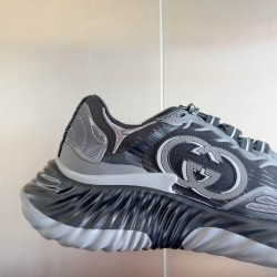 Gucci Ripple Low Top Trainers Black Grey Fabric Gucci Ripple Low Top Trainers Black Grey Fabric