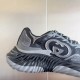 Gucci Ripple Low Top Trainers Black Grey Fabric heel and side logo detail close-up