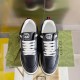 Gucci Low Top Black Leather Graphic Trainers Top View Gucci Low Top Black Leather Graphic Trainers top-down pair view highlighting perforated toe box