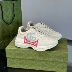 Gucci Ivory Leather Double G Chunky Trainers