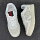 Gucci Monogram Canvas And Leather Low Top Trainers White top and side angle