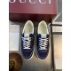 Gucci Lace-Up Dark Navy Blue And White Trainers Top View Top-down view of Gucci Lace-Up Dark Navy Blue And White Trainers