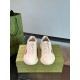 Gucci Ivory Leather Logo Printed Trainers Front Profile Gucci Ivory Leather Logo Printed Trainers front view