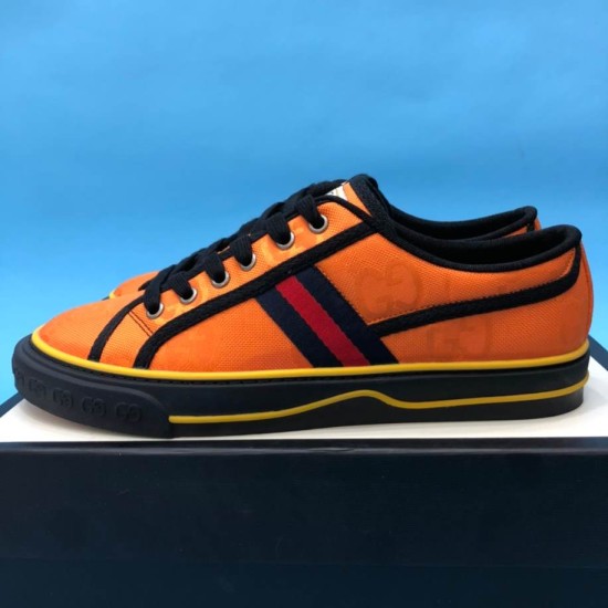 Gucci Off The Grid Orange Low Top Outer Lateral View Outer side view of Gucci Off The Grid Orange Canvas Low Top Trainer