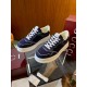 Gucci Lace-Up Dark Navy Blue And White Trainers Angle View Three-quarter view of Gucci Lace-Up Dark Navy Blue And White Trainers with packaging box