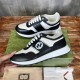 Gucci Leather Low Top Trainers Black White outer side panel and logo emblem