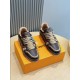 L Trainer Marron Brown Leather Low Top Sneakers placed on box