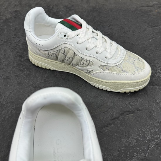 Gucci Monogram Canvas And Leather Low Top Trainers White collar and lining