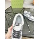 Gucci Trainers Inner Collar and Tongue View in white and black Top-down view of the collar, tongue tag and inner sole of Gucci trainers in white and black