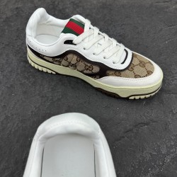 Gucci Re-Web Gg Canvas Trainers In Beige Ebony Gucci Re-Web Gg Canvas Trainers In Beige Ebony