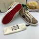 Gucci High Top Tennis 1977 Canvas Trainers Beige Sole Detail in pink Gucci High Top Tennis 1977 Canvas Trainers Beige displaying red GG sole pattern in pink
