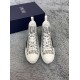Front top-down view of Dior B23 high-top white trainers with laces