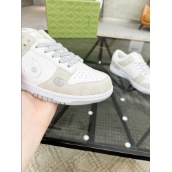 Gucci Monogram Panel White And Beige Leather Low Top Trainers