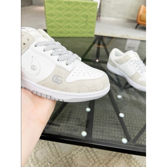 Gucci Monogram Panel White And Beige Leather Low Top Trainers Toe Detail Gucci Monogram Panel White And Beige Leather Low Top Trainers toe detail