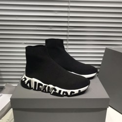 BALENCIAGA SPEED RECYCLED KNIT GRAFFITI SNEAKER IN BLACK/WHITE – BLA051 UK
