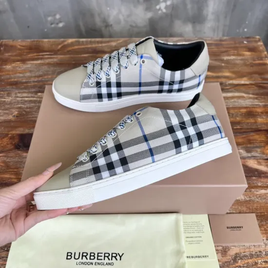 replica BURBERRY CHECK AND LEATHER SNEAKERS – BBR072 UK