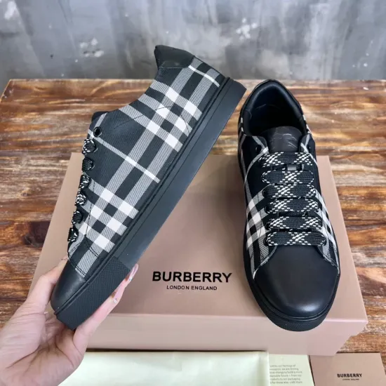 replica BURBERRY CHECK AND LEATHER SNEAKERS – BBR073 UK