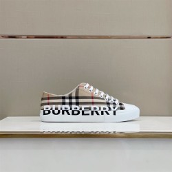 BURBERRY LOGO PRINT VINTAGE CHECK COTTON SNEAKERS IN ARCHIVE BEIGE – BBR023 UK