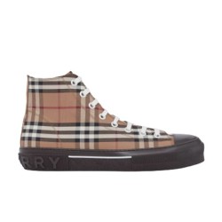 BURBERRY VINTAGE CHECK COTTON HIGH-TOP SNEAKERS – BBR027 UK