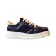 Gucci Lace-Up Dark Navy Blue And White Trainers Side Profile Gucci Lace-Up Dark Navy Blue And White Trainers side profile view