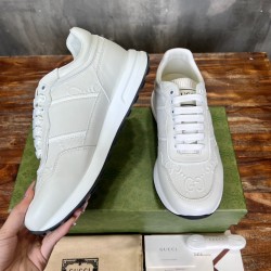 Gucci White Low Top Monogram Leather Trainers Gucci White Low Top Monogram Leather Trainers