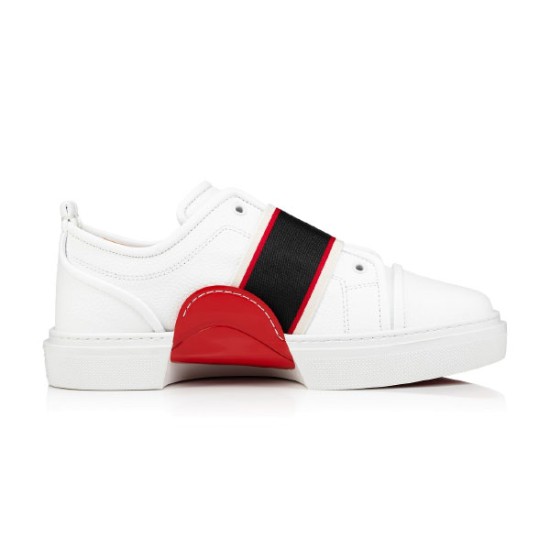 Christian Louboutin Adolescenza White Leather Slip On Trainer side profile