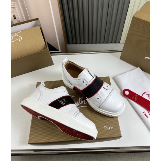 Christian Louboutin Adolescenza White Trainers displayed with shoe box