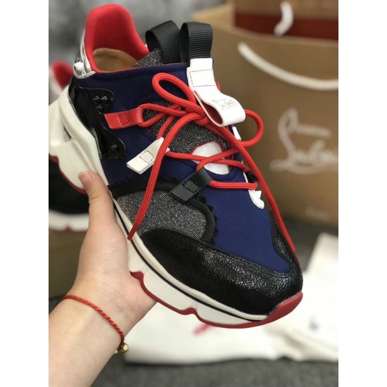 Replica Christian Louboutin Trainers Blue Neoprene Red- Runner  – Cls012 Uk - 8391 - Buddha Luxury