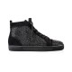 Christian Louboutin Black Embellished High Top Leather Trainers side profile view