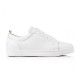 Christian Louboutin Louis Junior White Low Top Trainer Profile Studio profile shot of Christian Louboutin Louis Junior white leather low top trainer