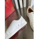 Christian Louboutin Louis Junior White Trainer Side Eyelets Detail Side close-up view showing side eyelets on white Christian Louboutin Louis Junior leather trainer