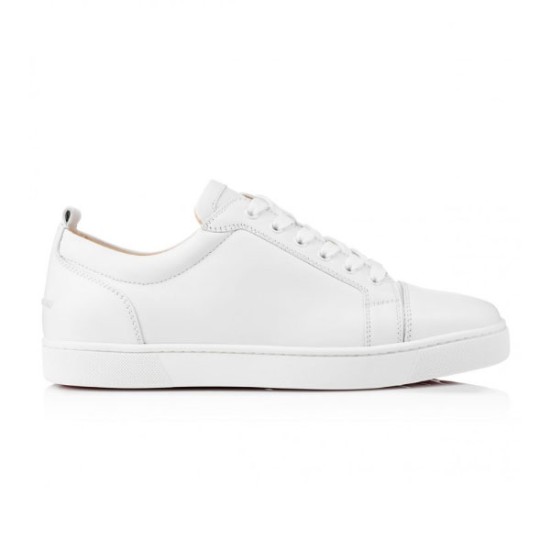 Christian Louboutin Louis Junior White Leather Trainers Side Profile Side profile view of Christian Louboutin Louis Junior low top trainers in white leather