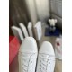 Christian Louboutin Louis Junior White Leather Toe Cap Detail Close-up detail of smooth toe cap stitching on white Christian Louboutin Louis Junior trainers