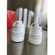 Christian Louboutin Louis Junior White Leather Trainers Heel View Rear view of heel tabs on white Christian Louboutin Louis Junior low top trainers