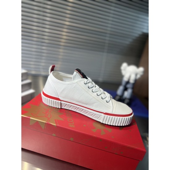 Lateral view showing embossed logo detailing on white rubber midsole with red accents