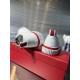 Rear view of white canvas trainers showing red pull tabs and heel counters