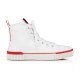 Christian Louboutin White Canvas High Top Trainer Profile Christian Louboutin white canvas high top trainer side profile view