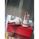 Christian Louboutin High Top Trainer Heel View in white Rear view of Christian Louboutin white trainers showing red heel tabs