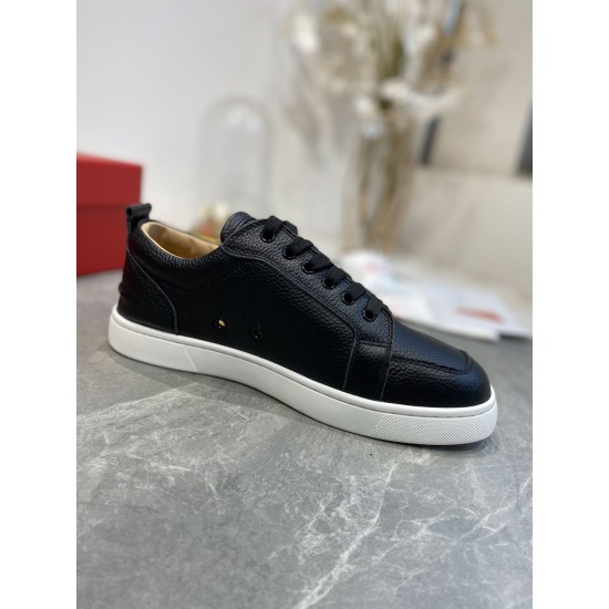 Christian Louboutin Rantulow black trainer lateral side view showing side eyelets