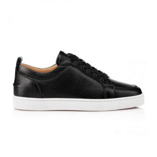 Christian Louboutin Rantulow Grain Leather Low Top Trainers In Black studio side profile