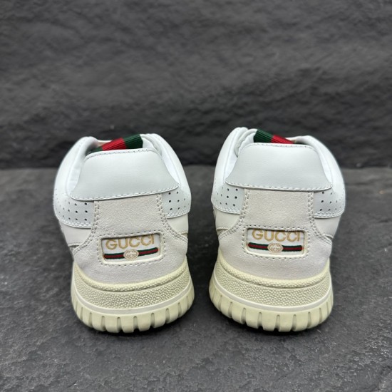 Gucci Monogram Canvas And Leather Low Top Trainers White heel detail