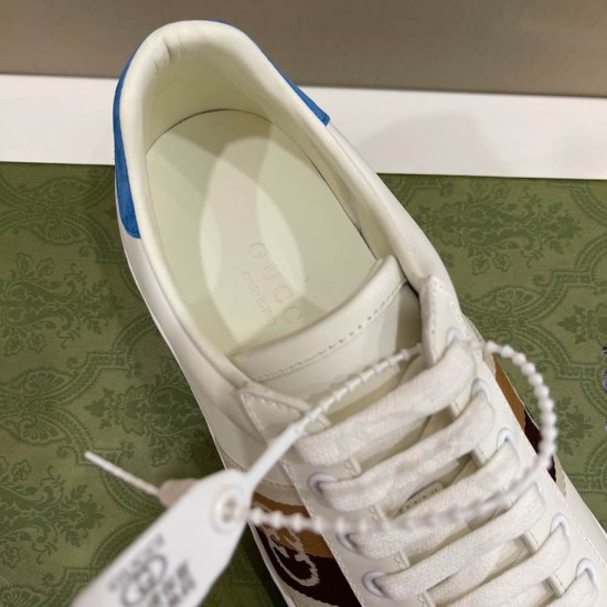Gucci Ace Leather Low Top Trainers White Blue interior detail