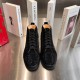 Christian Louboutin Black Crystal High Top Trainers Pair Front View Pair of Christian Louboutin black crystal trainers viewed from the front