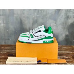 L Trainer White Green Low Top Leather Sneakers Smooth L Trainer White Green Low Top Leather Sneakers Smooth