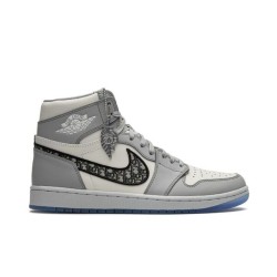 Dior High Top Trainers Grey And White Leather