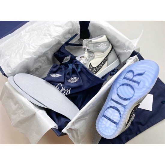 Dior High Top Trainers Grey And White Leather unboxing presentation with accessories